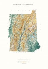 New Hampshire and Vermont Laminated Lithograph Map
